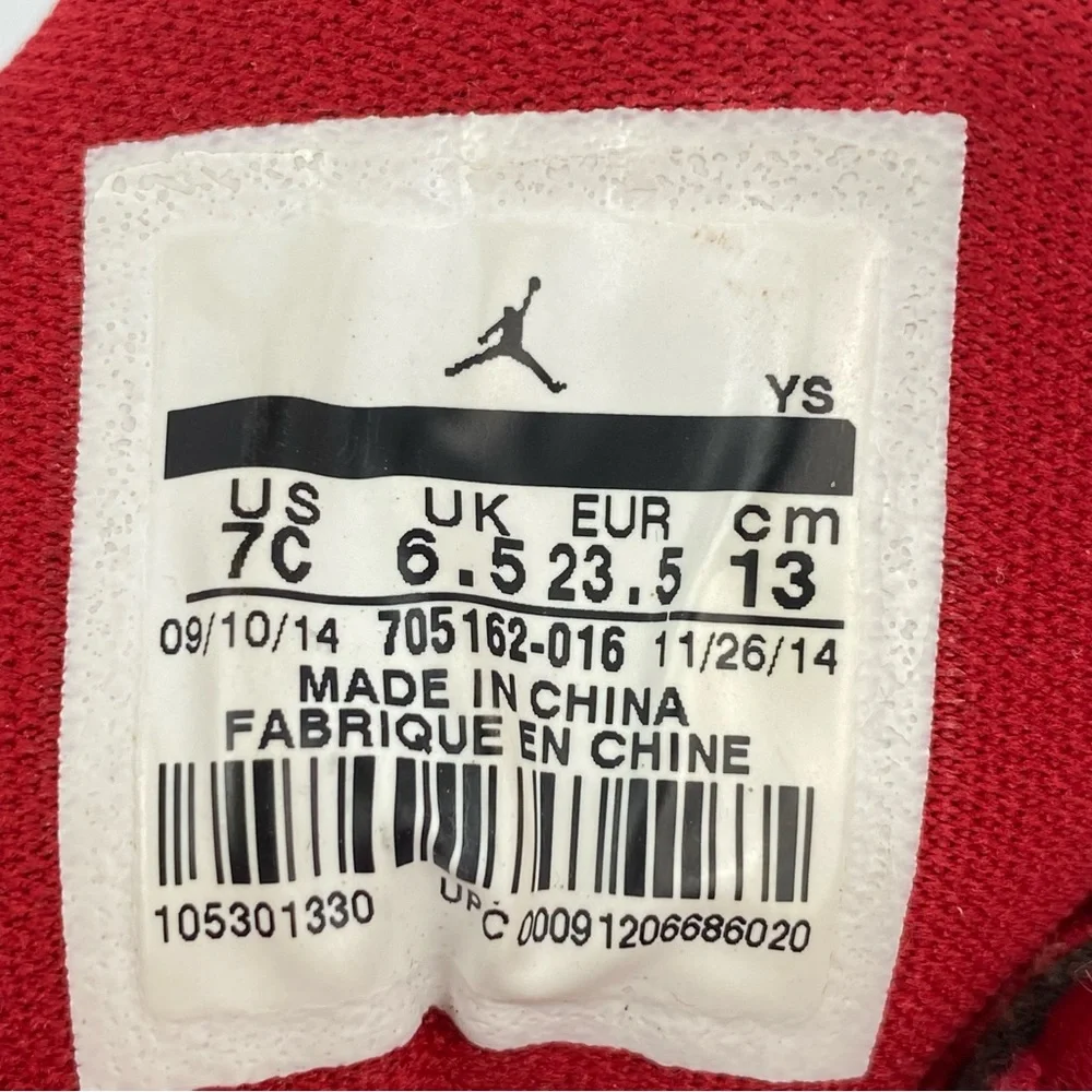 Nike Jordan Flight Origin 2 size 7C Toddler Black Red Leather Sneaker 705162-016